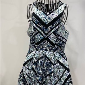 Bailey Blue purple , black, white print dress.